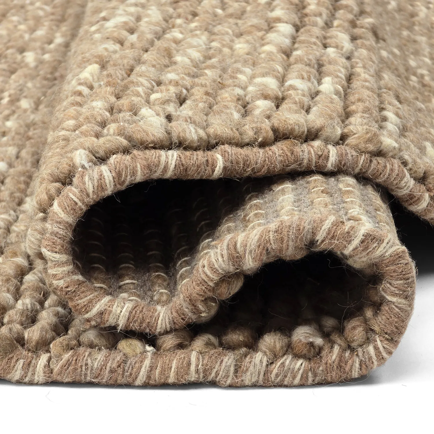 Tappeto rotondo - Avafors Wool Bubble (marrone chiaro/bianco)