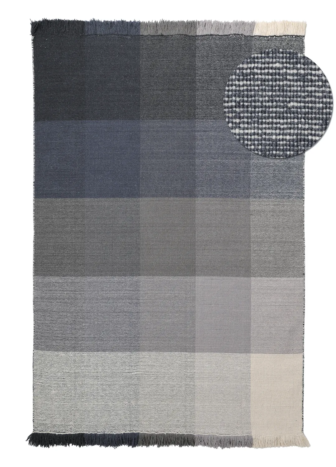 Tappeto In Lana - Chaves (blu/grigio/bianco)