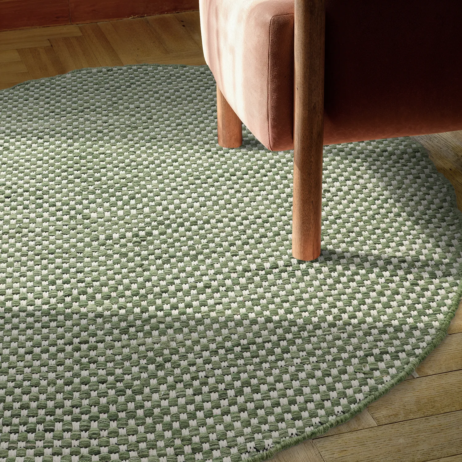 Tappeto rotondo - Ovelia (verde/bianco)