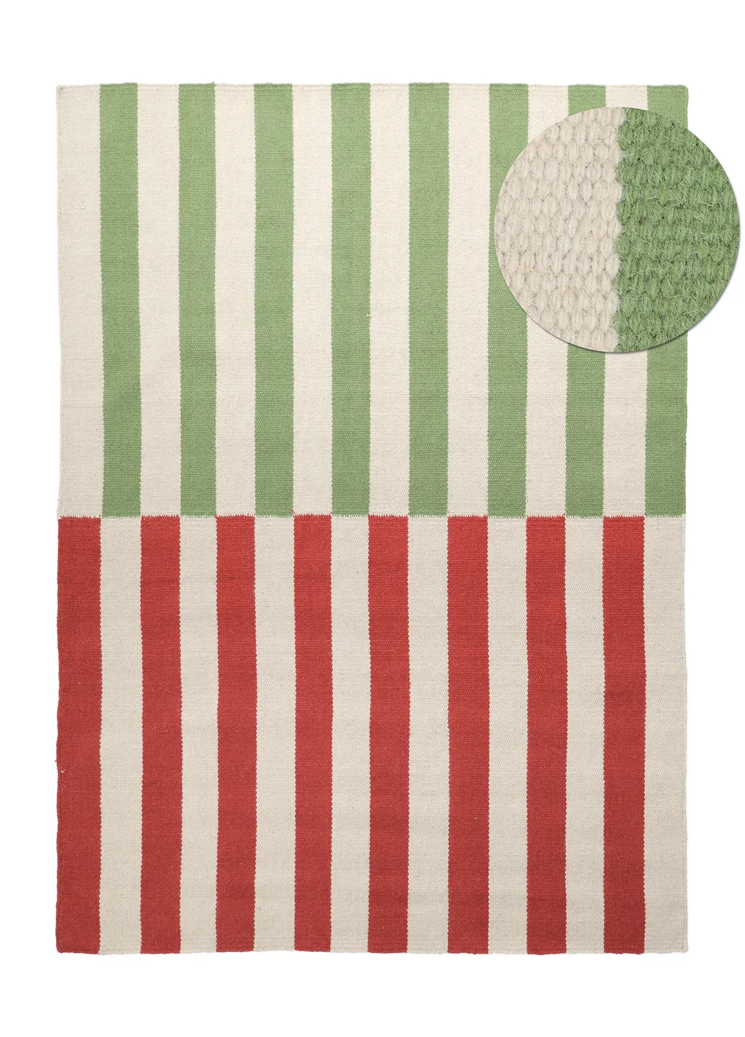 Tappeto In Lana - Peniche (crema/verde/rosso)