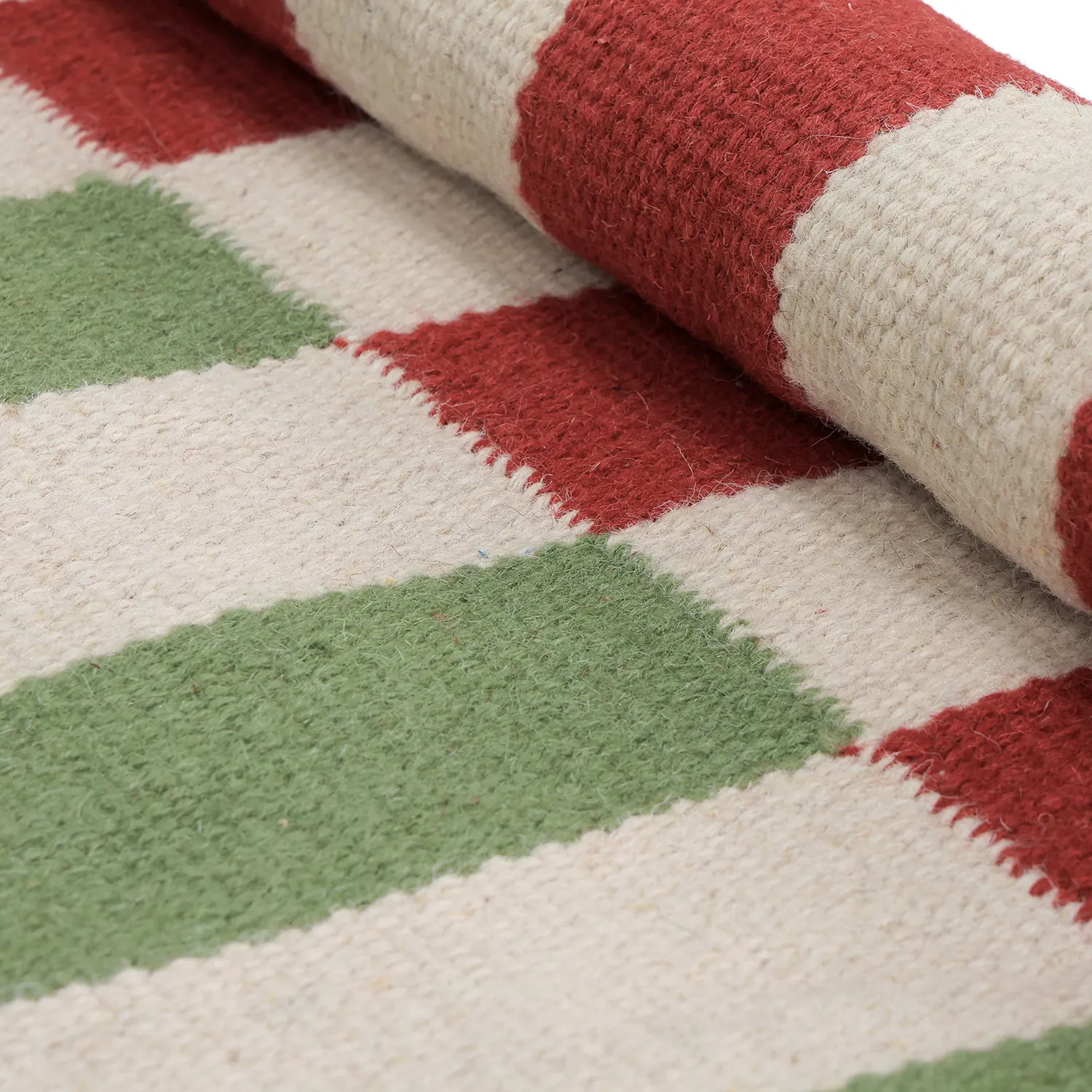 Tappeto In Lana - Peniche (crema/verde/rosso)
