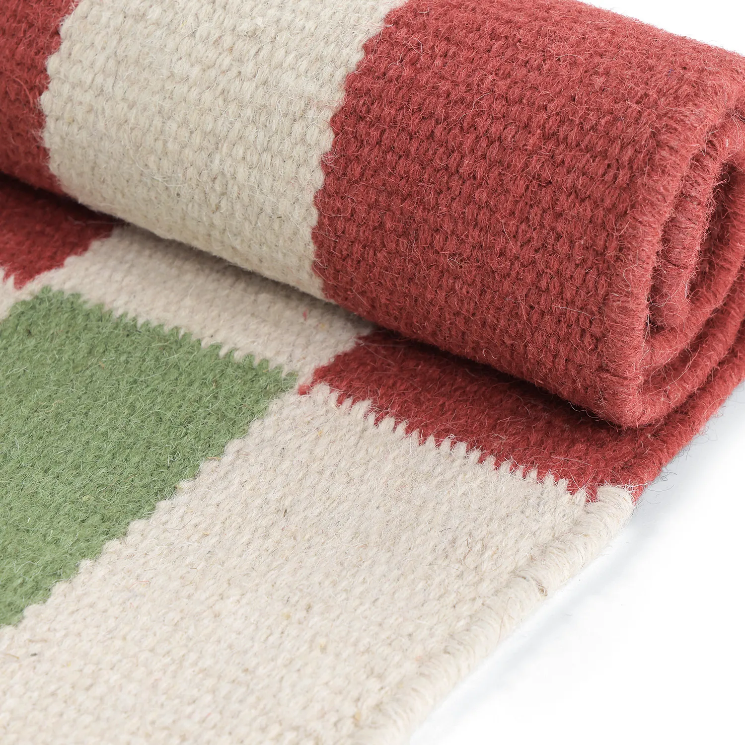Tappeto In Lana - Peniche (crema/verde/rosso)
