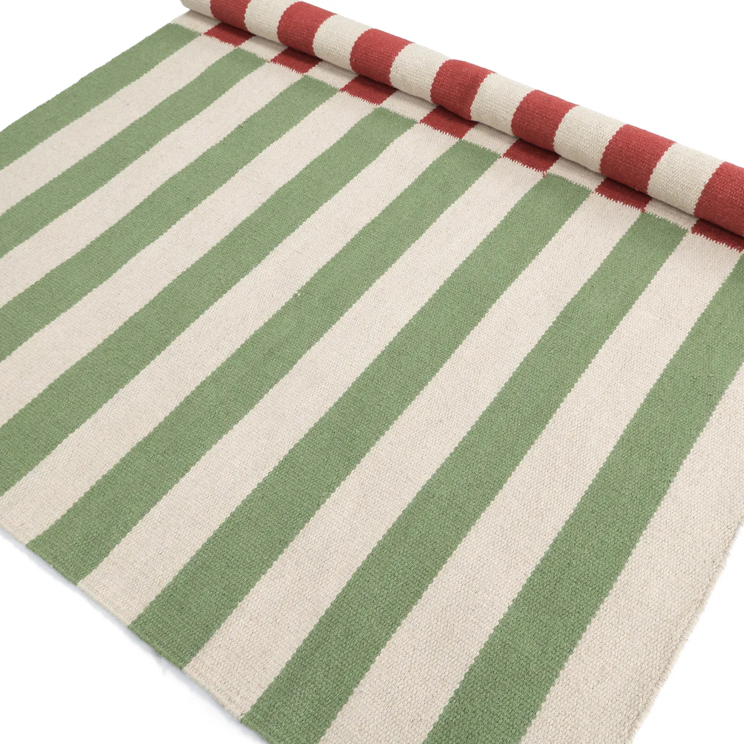 Tappeto In Lana - Peniche (crema/verde/rosso)