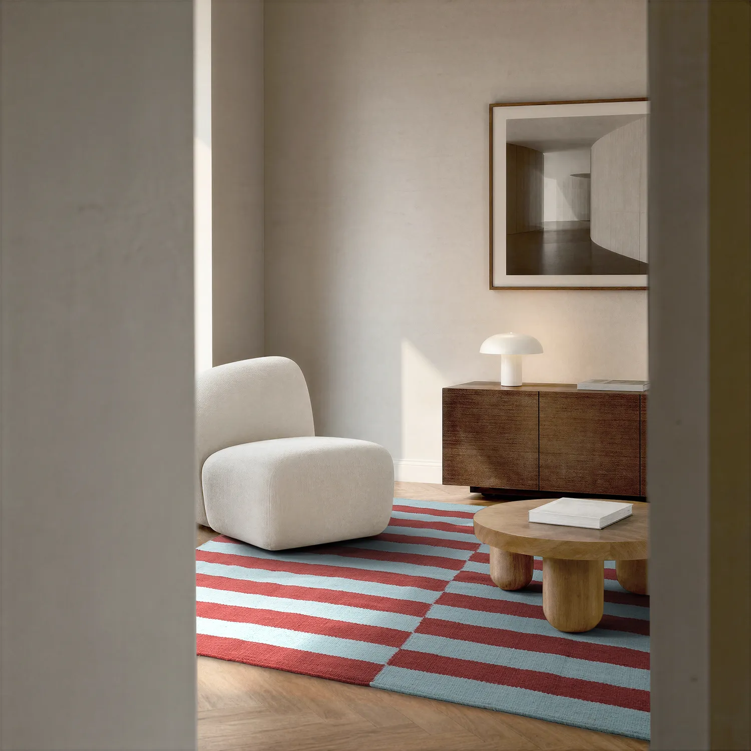 Tappeto In Lana - Peniche (azzurro/rosso)