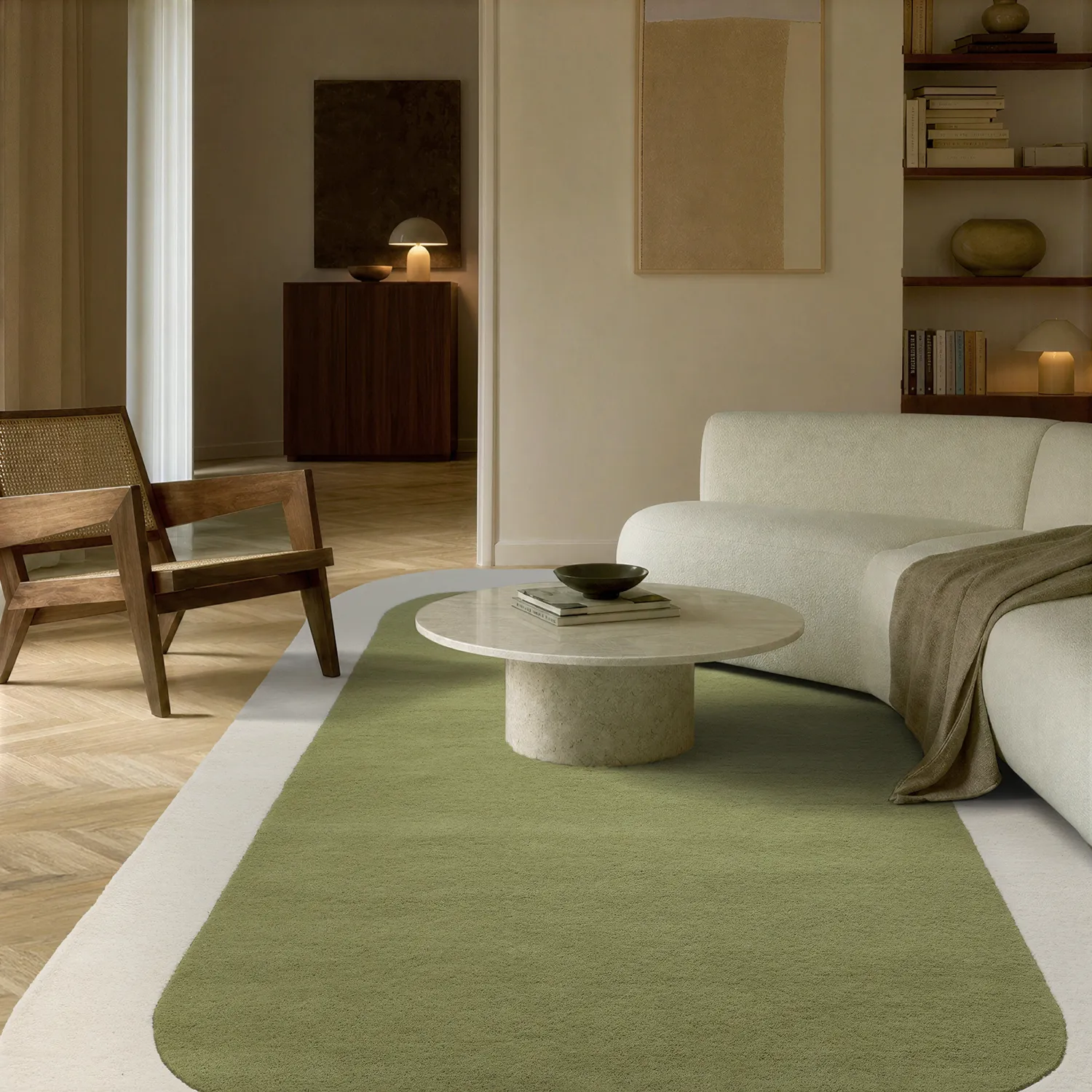 Tappeto In Lana - Puri Hand Tufted Wool Premium (verde/crema)