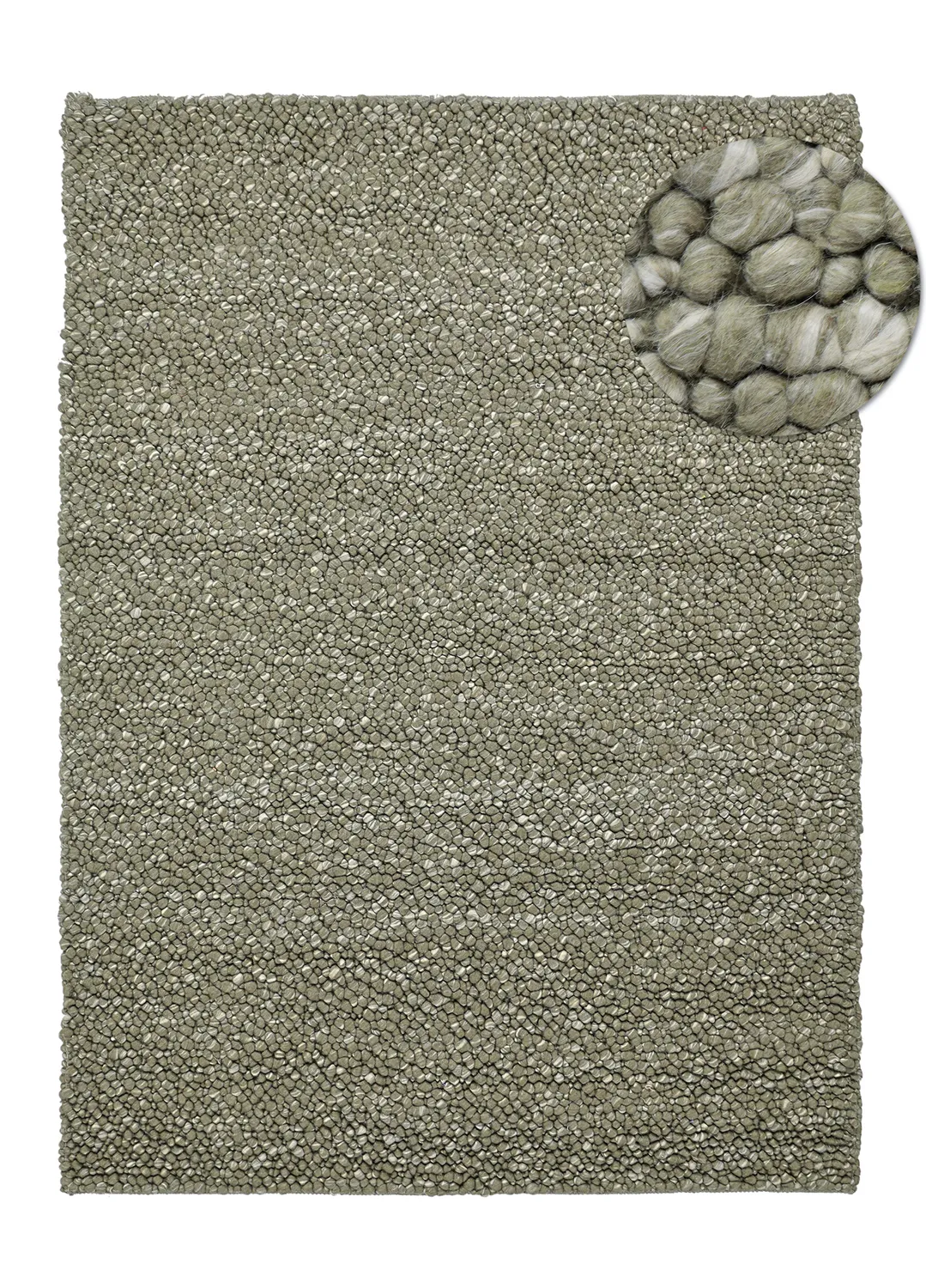 Tappeto In Lana - Sala Irregular Wool Bubble (verde muschio/bianco mélange)