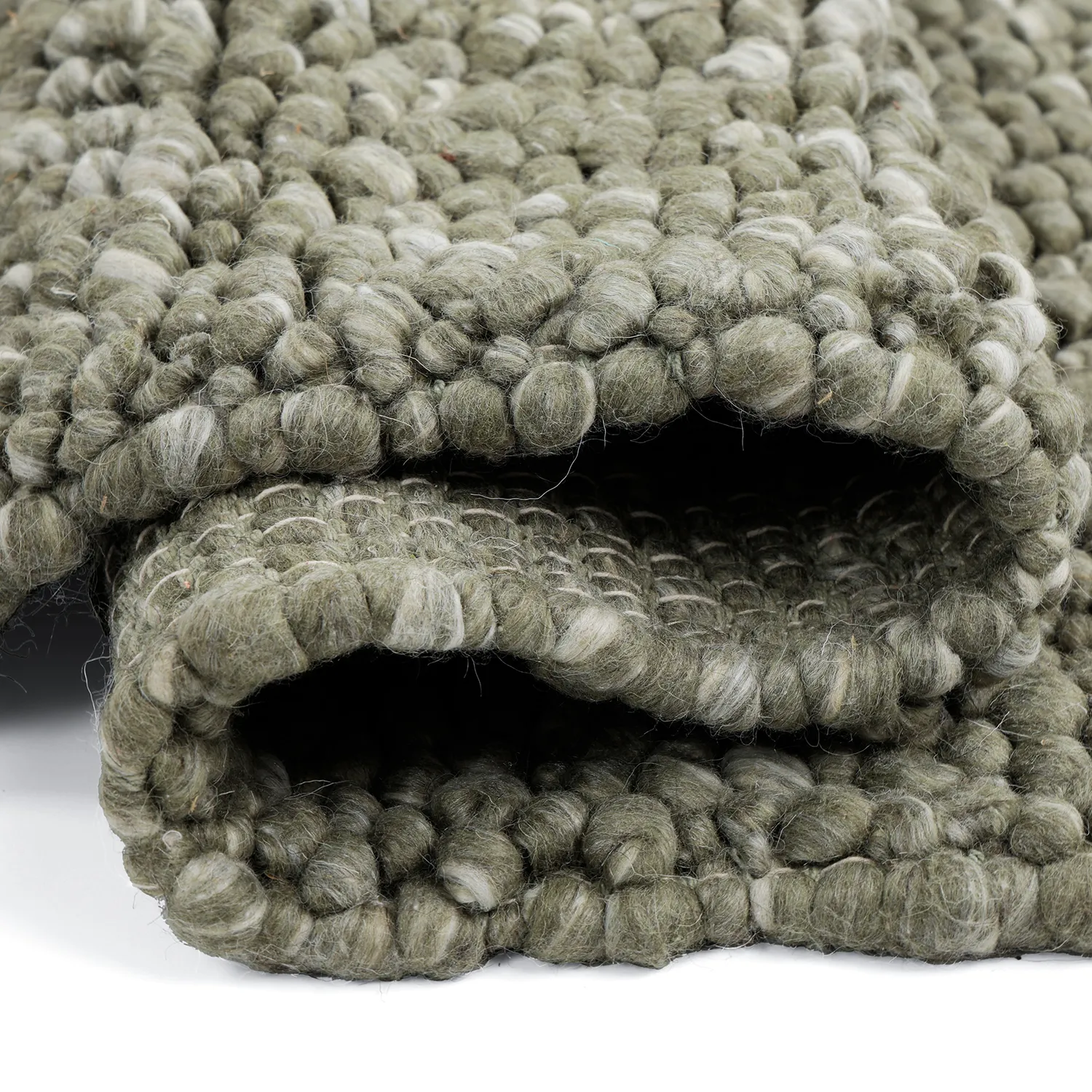 Tappeto In Lana - Sala Irregular Wool Bubble (verde muschio/bianco mélange)