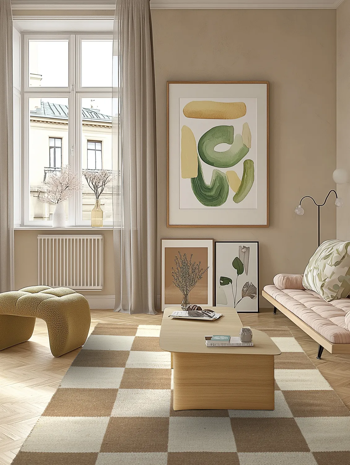 Tappeto In Lana - Scacco (marrone/beige)