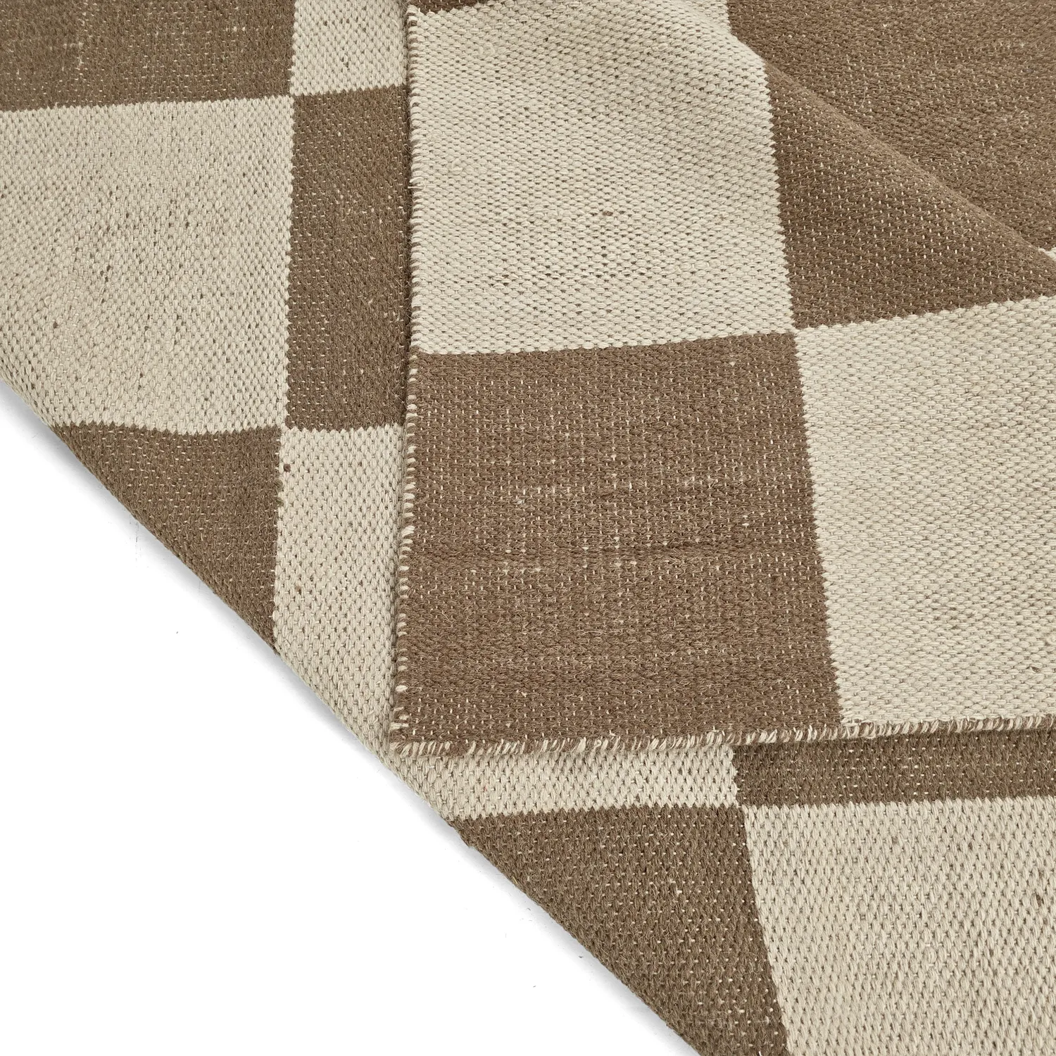 Tappeto In Lana - Scacco (marrone/beige)