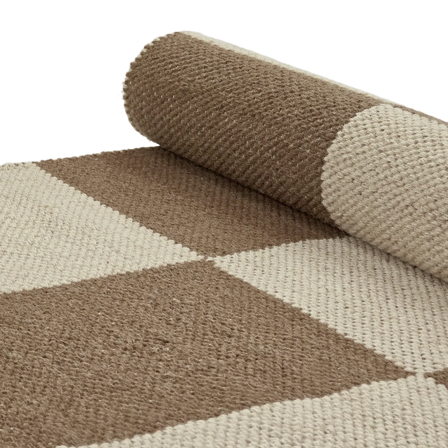 Tappeto In Lana - Scacco (marrone/beige)