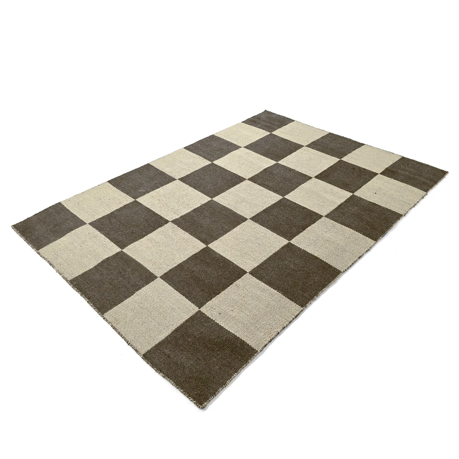 Tappeto In Lana - Scacco (nero/beige)
