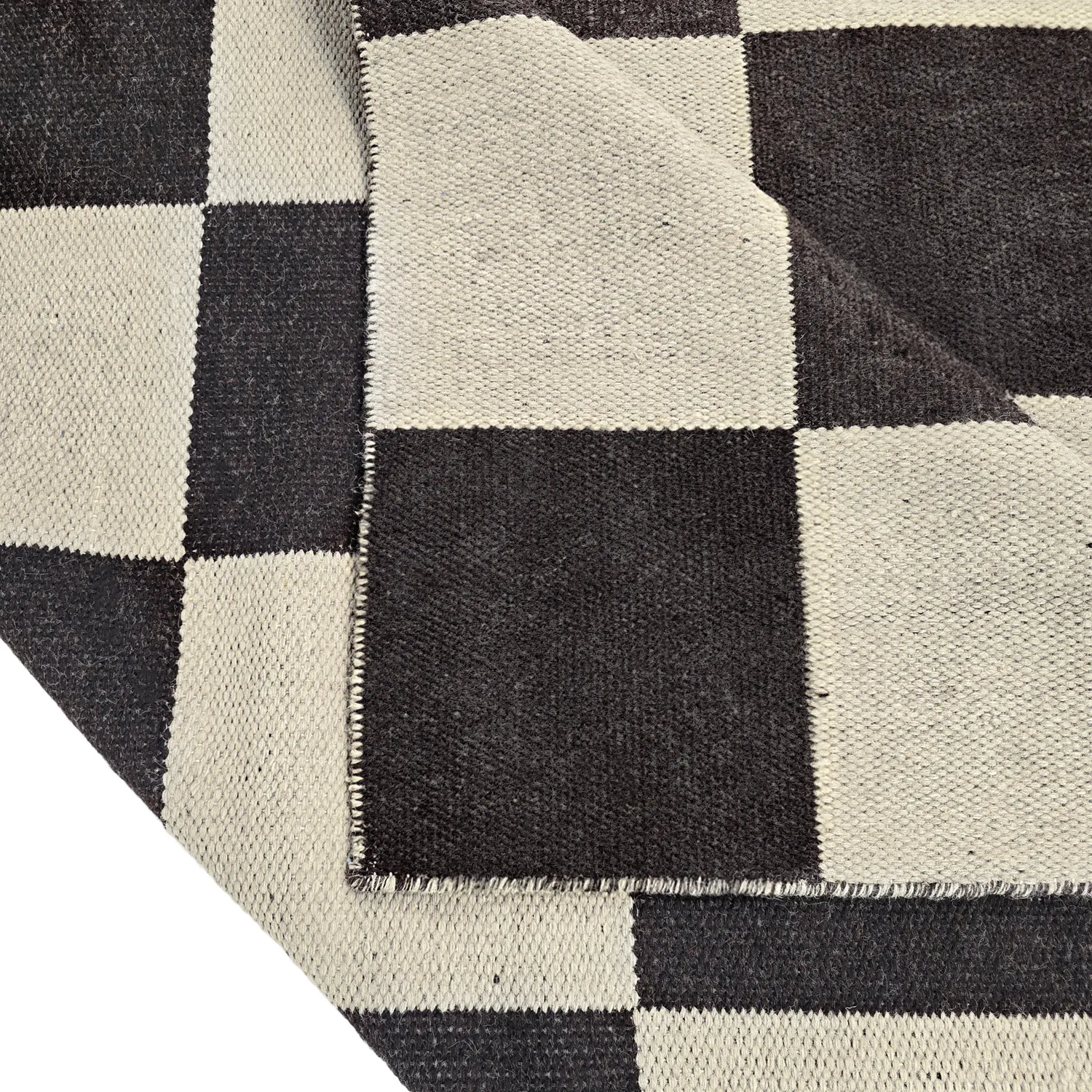 Tappeto In Lana - Scacco (nero/beige)