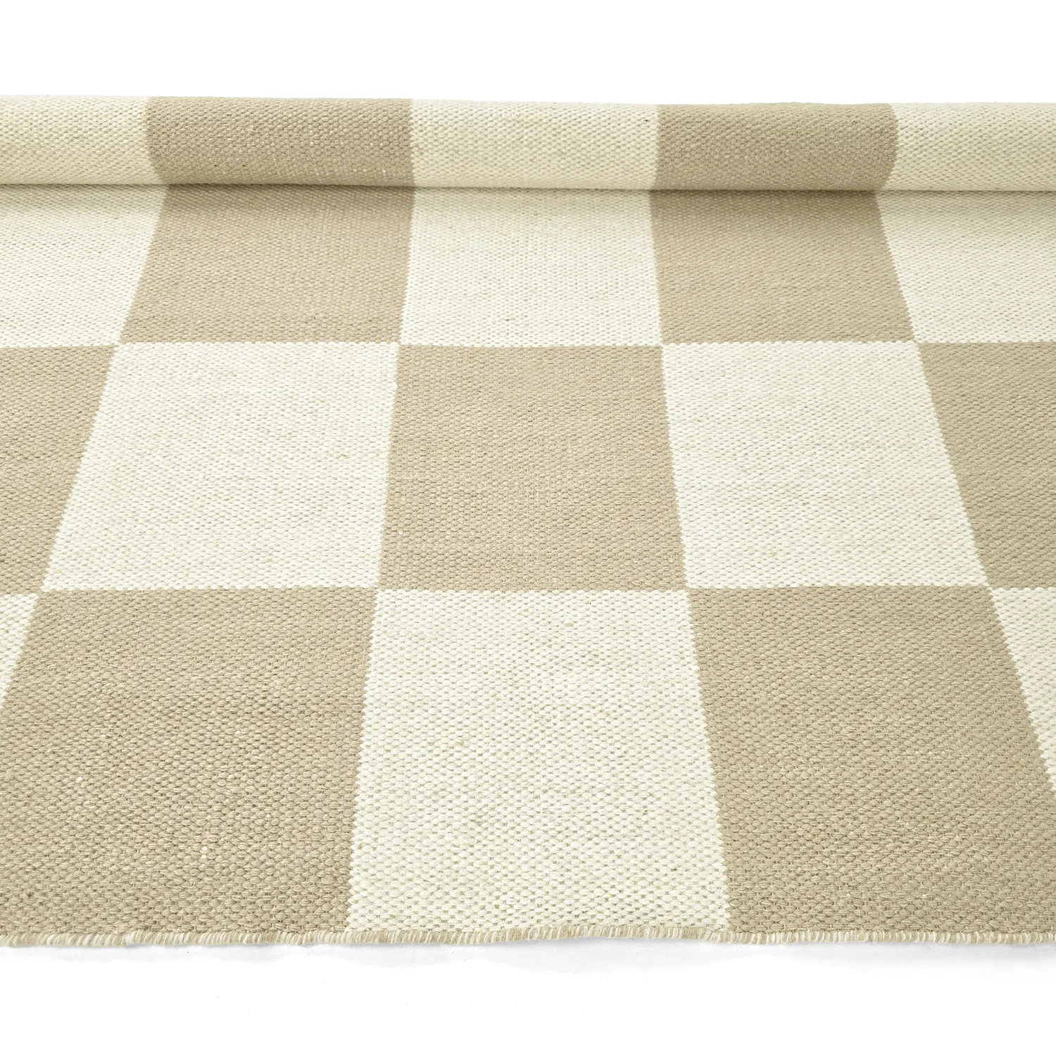 Tappeto In Lana - Scacco (bianco/beige)