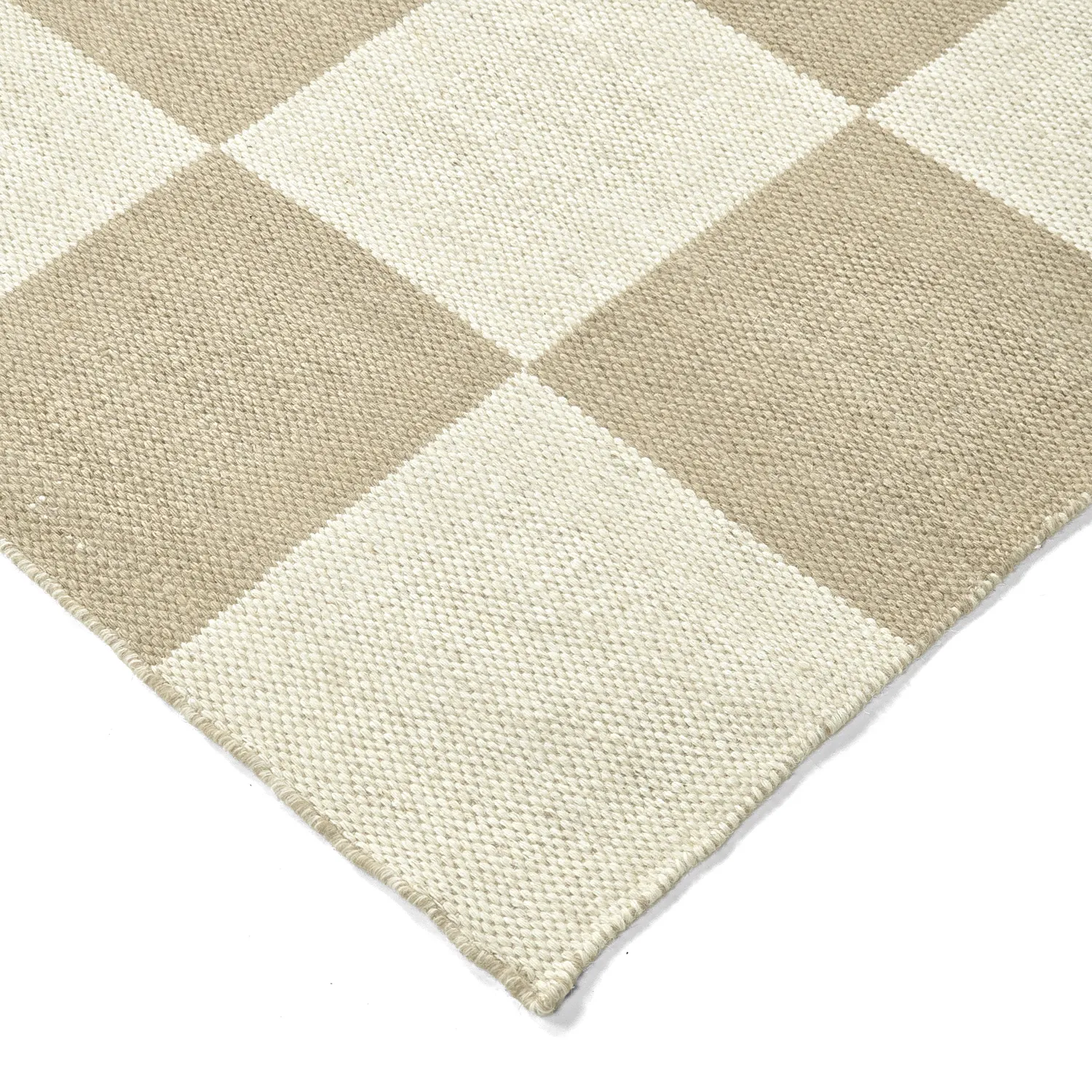 Tappeto In Lana - Scacco (bianco/beige)