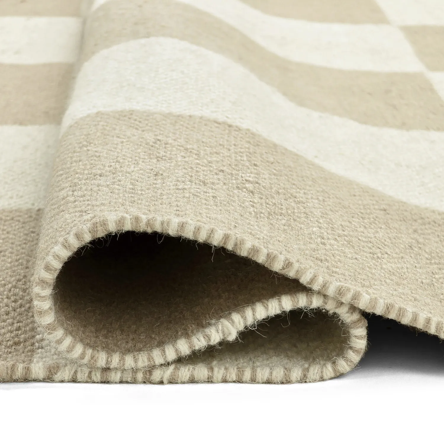 Tappeto In Lana - Scacco (bianco/beige)