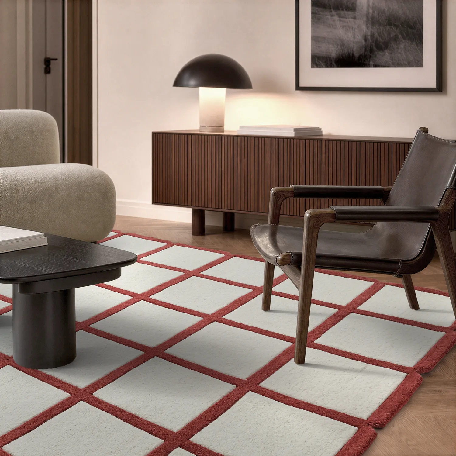 Tappeto In Lana - Syl Hand Tufted Wool Premium (rosso/bianco)