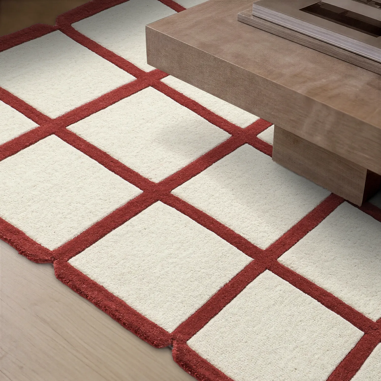 Tappeto In Lana - Syl Hand Tufted Wool Premium (rosso/bianco)