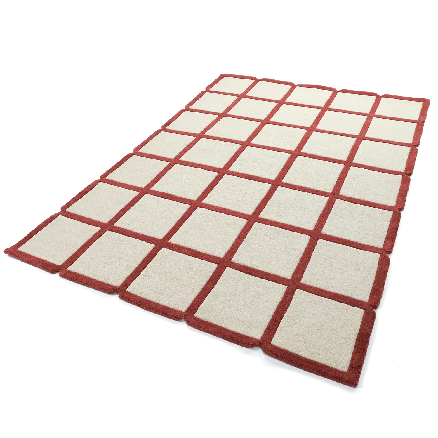 Tappeto In Lana - Syl Hand Tufted Wool Premium (rosso/bianco)