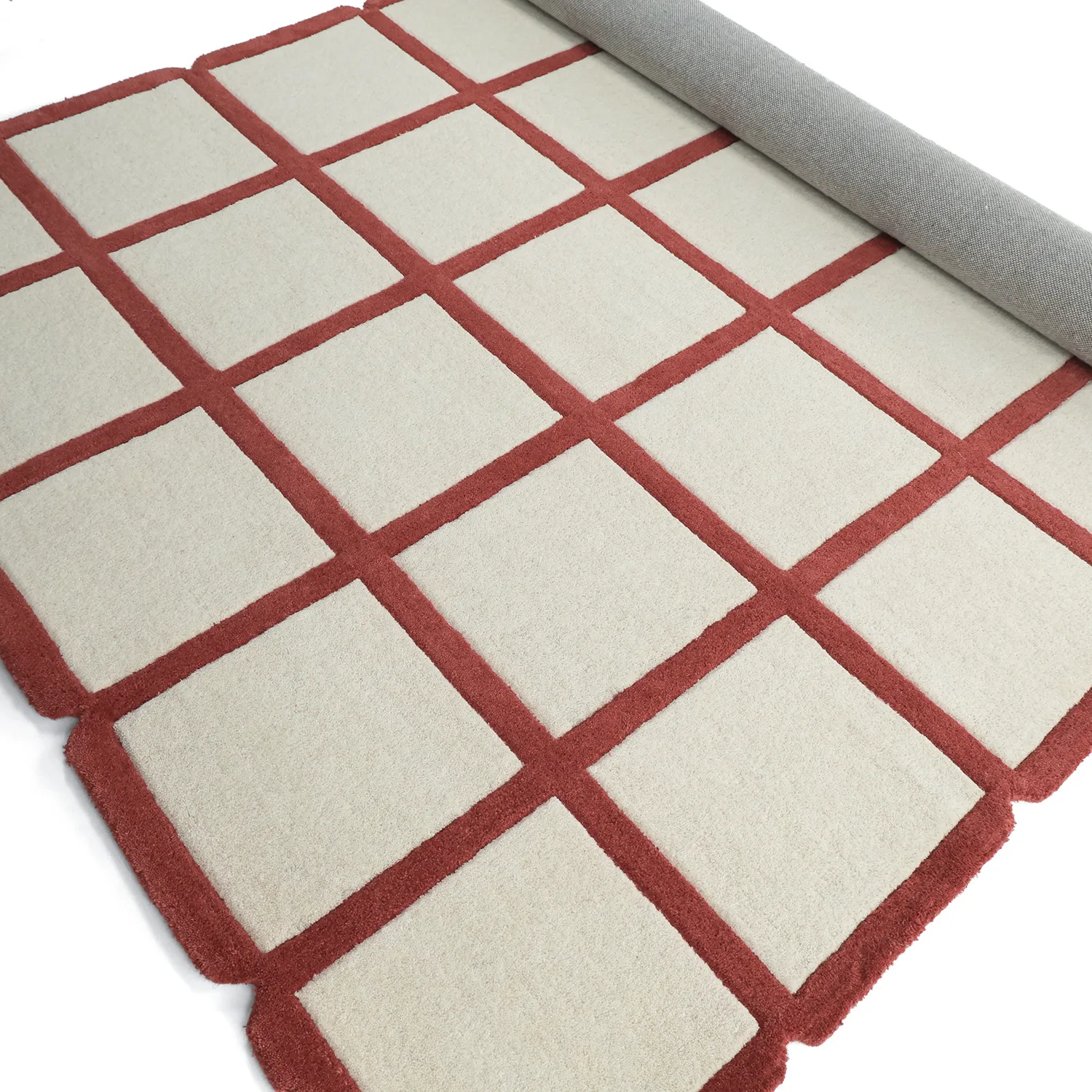 Tappeto In Lana - Syl Hand Tufted Wool Premium (rosso/bianco)
