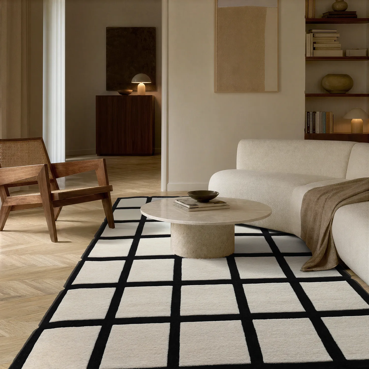 Tappeto In Lana - Syl Hand Tufted Wool Premium (bianco/nero)