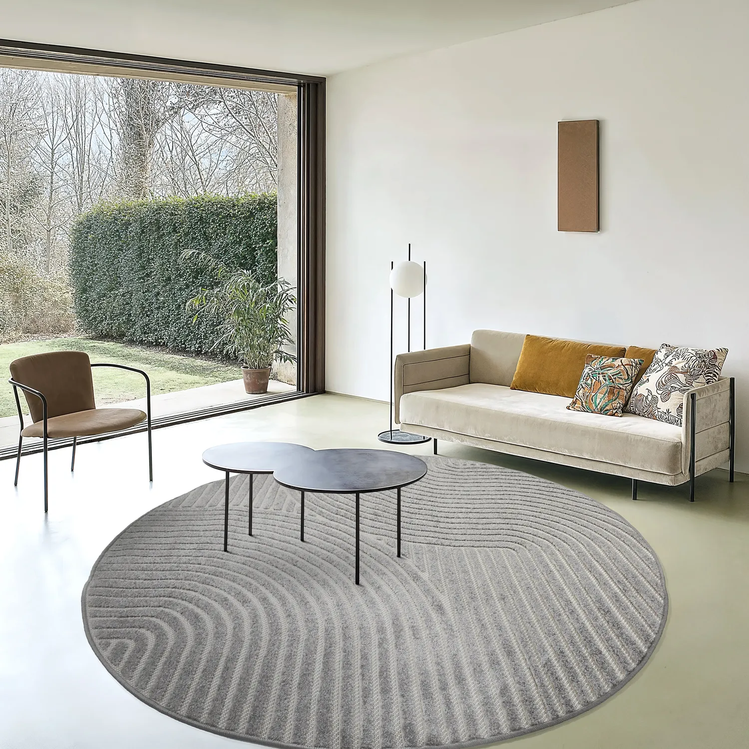 Tappeto rotondo - Indoor/Outdoor Devon (grigio)