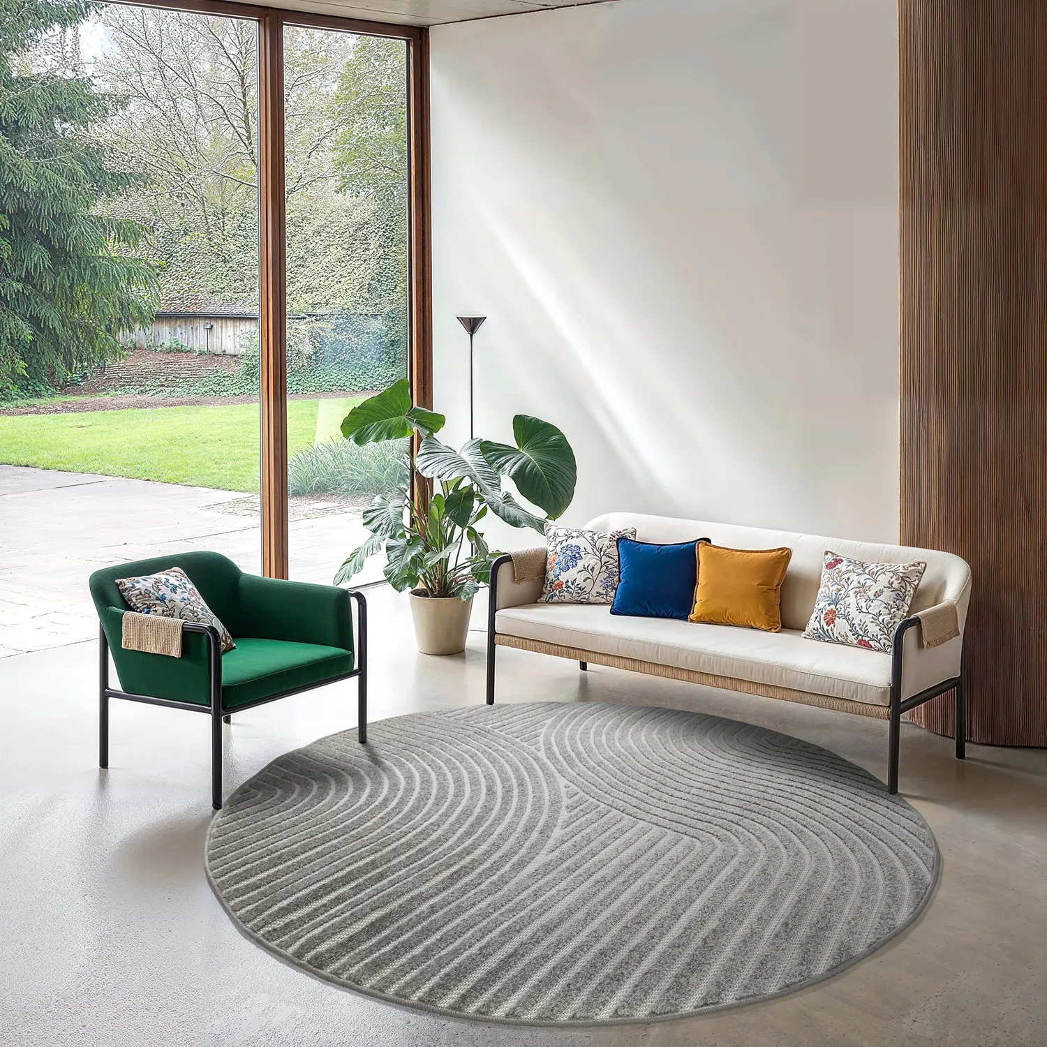 Tappeto rotondo - Indoor/Outdoor Devon (grigio)