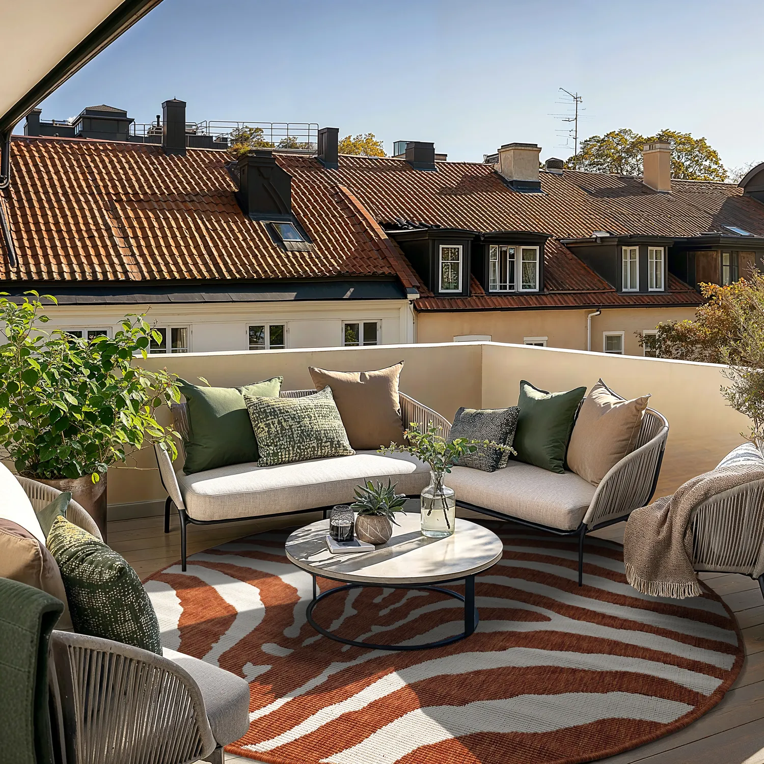 Tappeto rotondo - Indoor/Outdoor Winona (arancia)