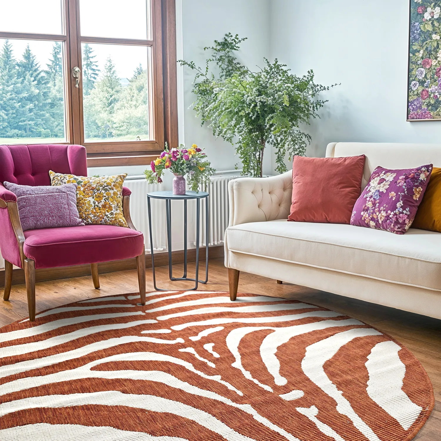 Tappeto rotondo - Indoor/Outdoor Winona (arancia)