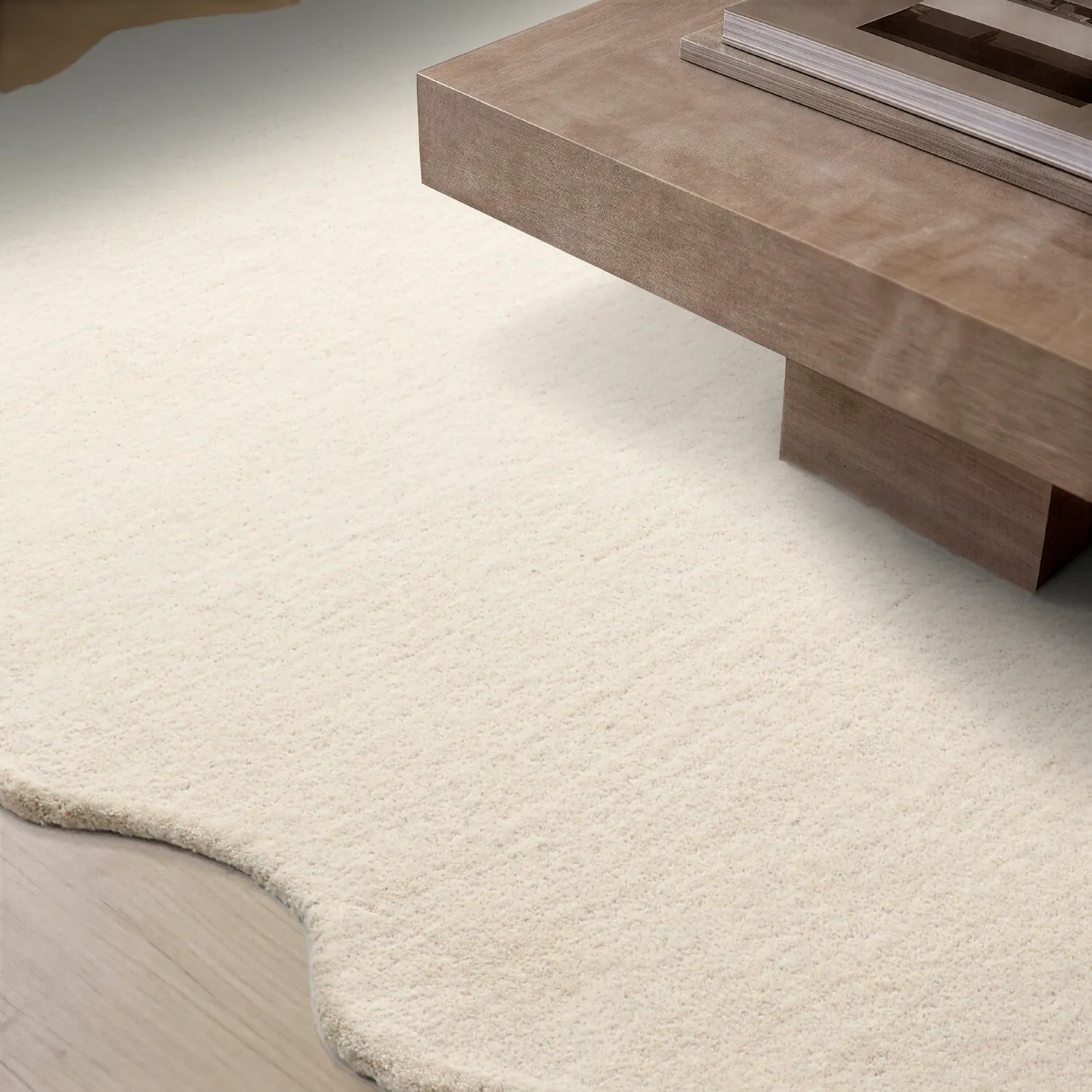 Tappeto in lana ondulato - Diu Hand Tufted Wool Premium (crema)