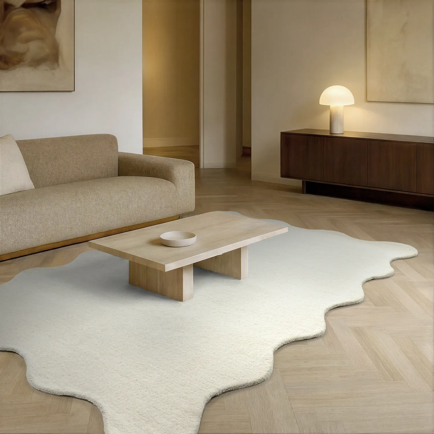 Tappeto in lana ondulato - Diu Hand Tufted Wool Premium (bianco)