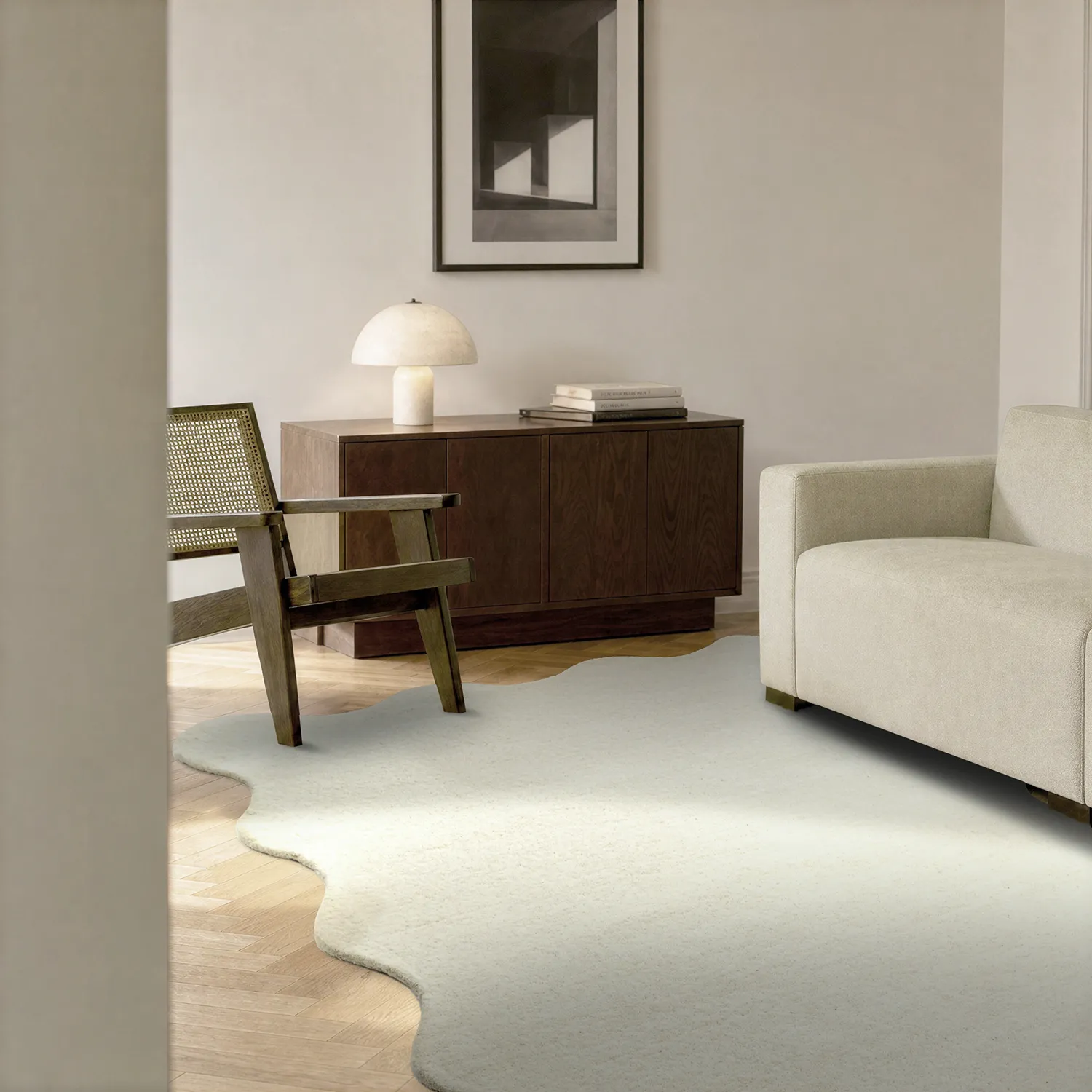 Tappeto in lana ondulato - Diu Hand Tufted Wool Premium (bianco)