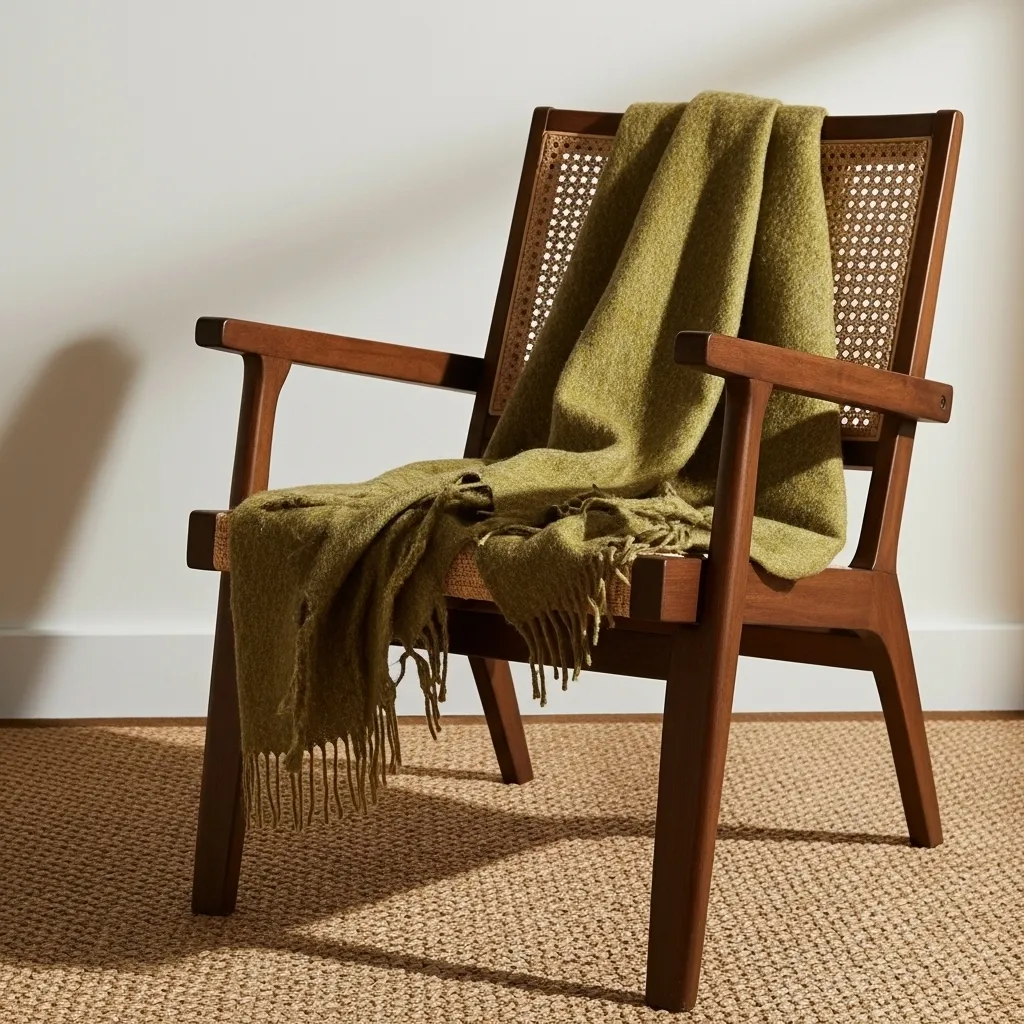 Coperte - Plaid in misto lana - Samantha (verde oliva)