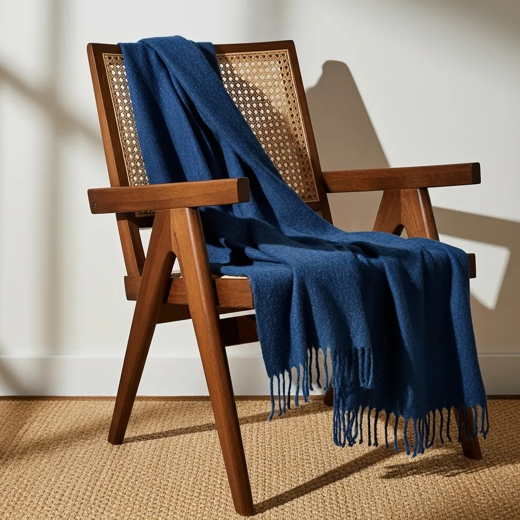Coperte - Plaid in misto lana - Samantha (blu navy)