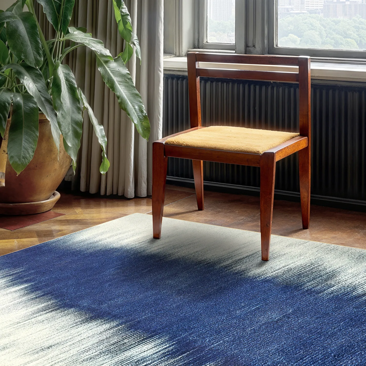 Tappeto Wilton - Cara (bianco/blu scuro)