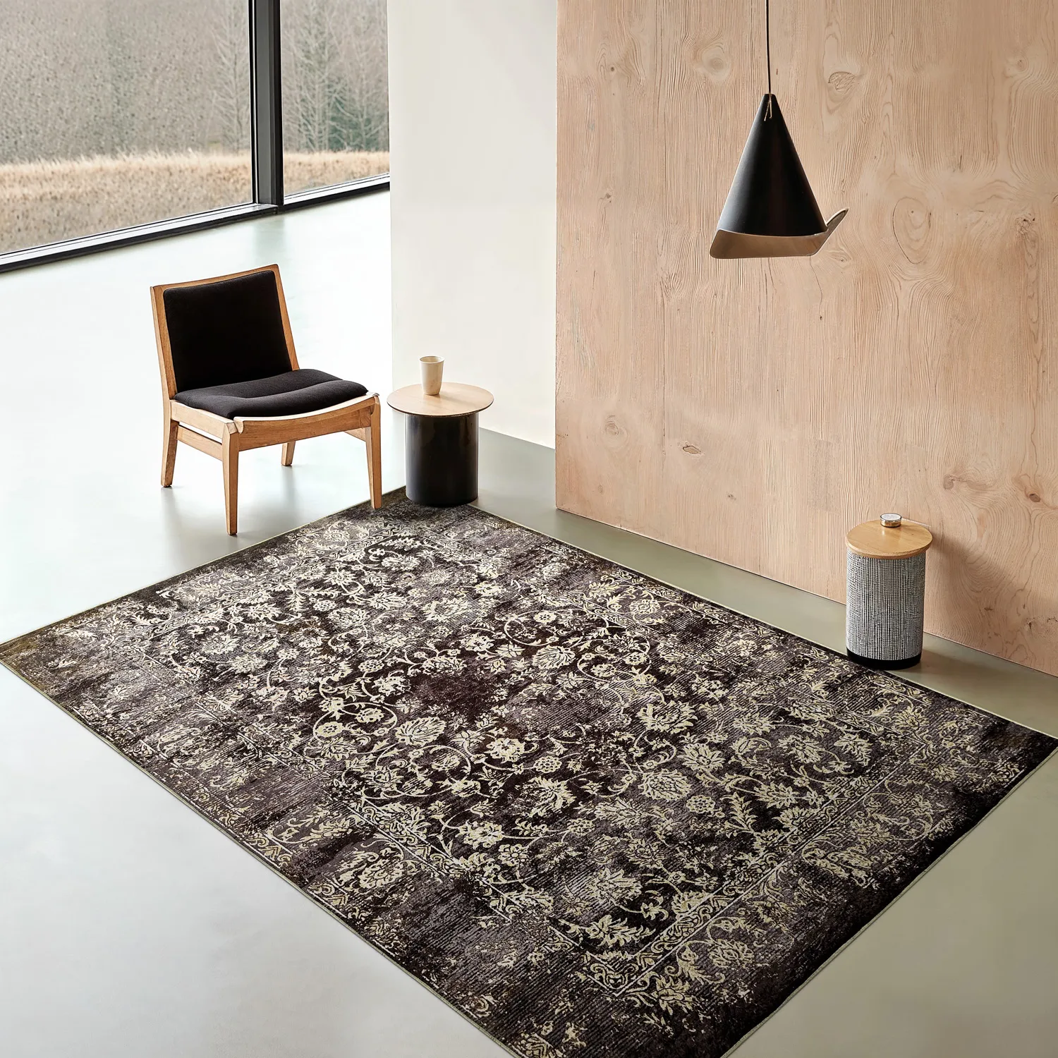 Tappeto Wilton - Flowers (marrone)