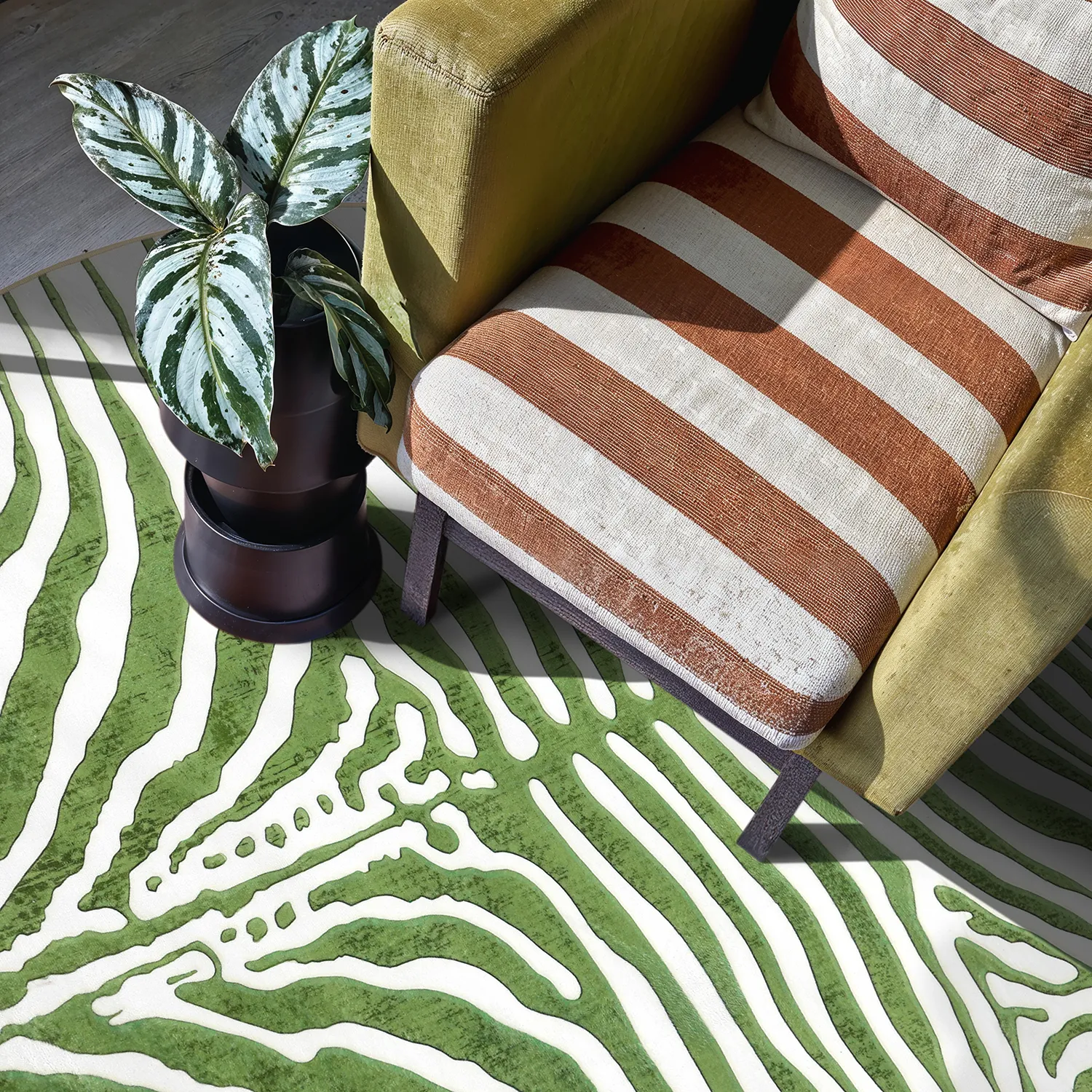 Tappeto rotondo - Zebra (verde)