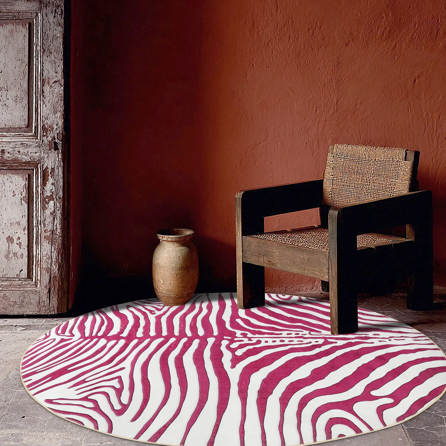 Tappeto rotondo - Zebra (rosa)