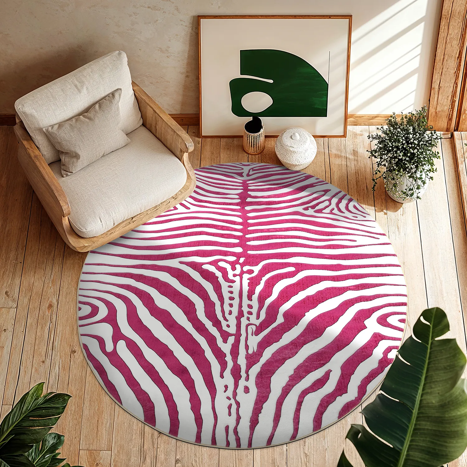 Tappeto rotondo - Zebra (rosa)