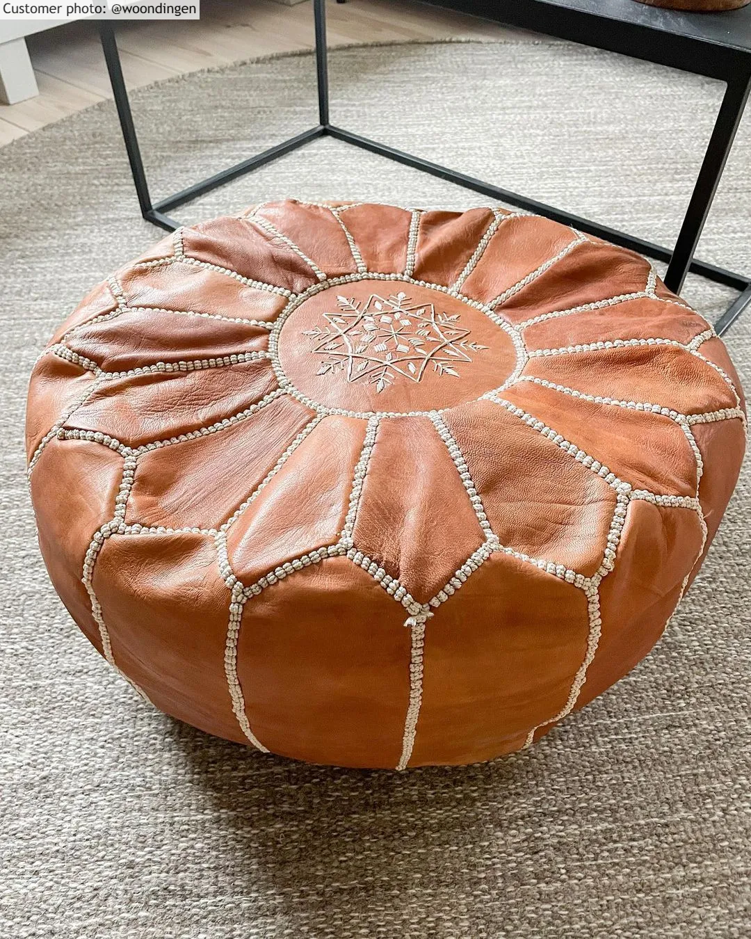 Pouf - Pouf In Pelle Dal Morocco (marrone chiaro)
