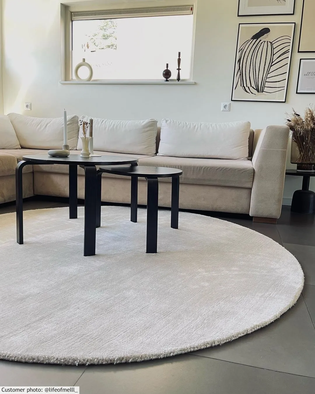 Tappeto rotondo - Recycled PET with viscose look (offwhite)