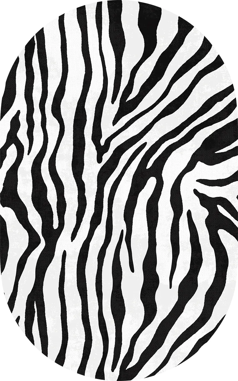 Tappeto ovale - Zebra (nero/bianco)